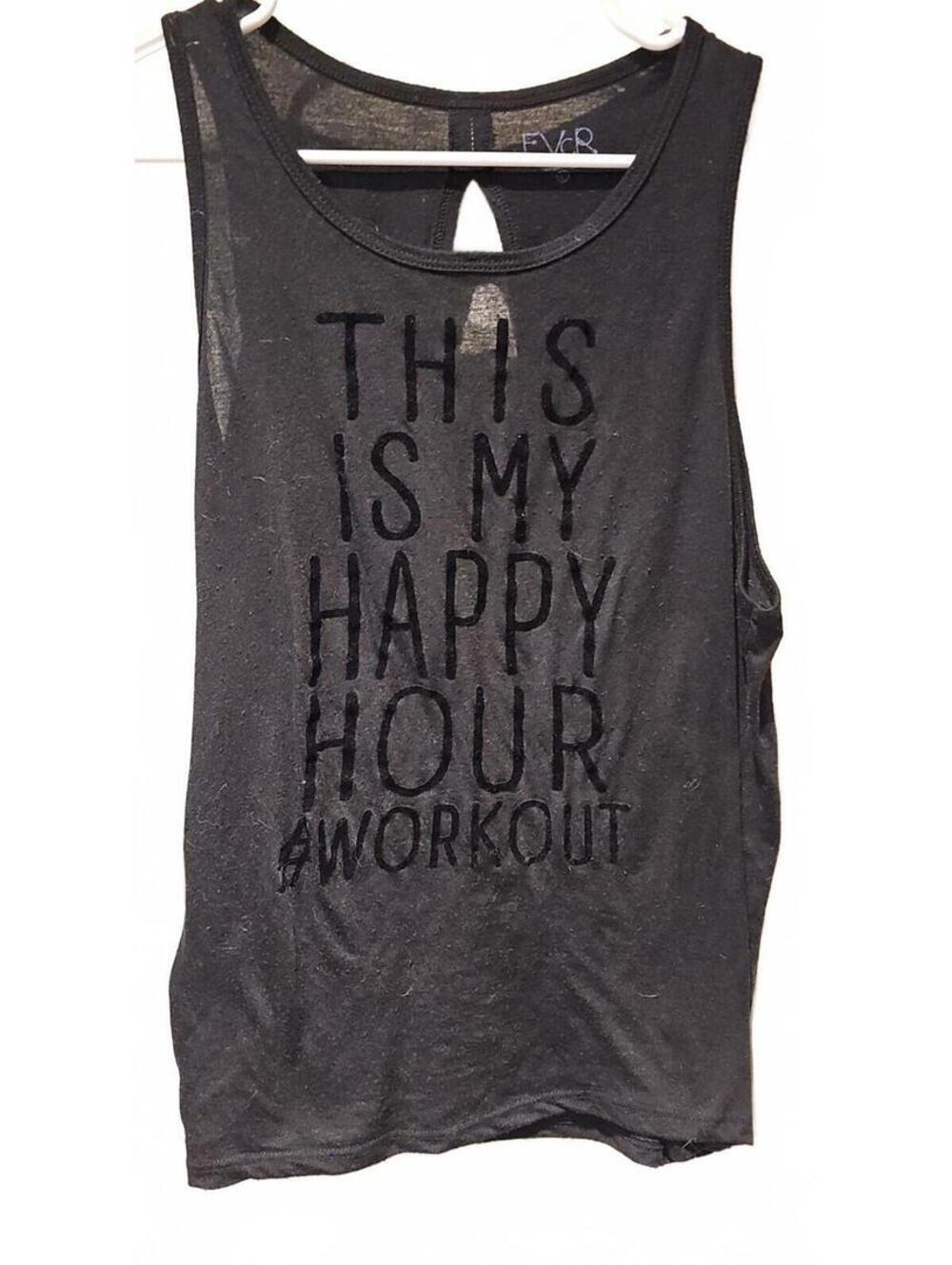 Evcr sleeveless black Happy Hour Workout Top With Back Cutout  Size L